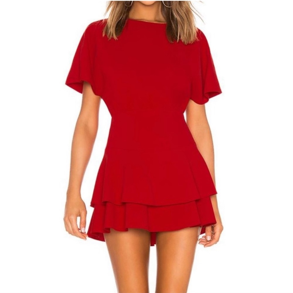 Alice and Olivia Palmira Ruby ruffled mini dress